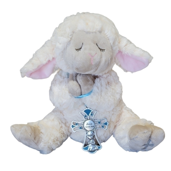 GANZ Serenity Lamb with Crib Cross Praying hands Embroidered Cross - Picture 1 of 13